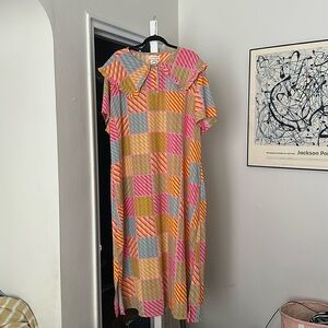 Native Youth Maxi Dress with Pleated Ruffle Collar